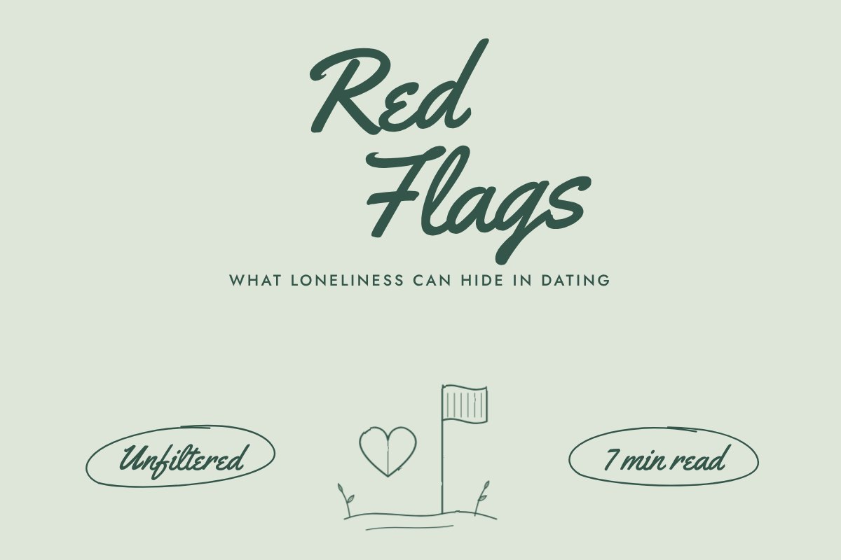 Fine-line illustration. A heart beside a warning flag.