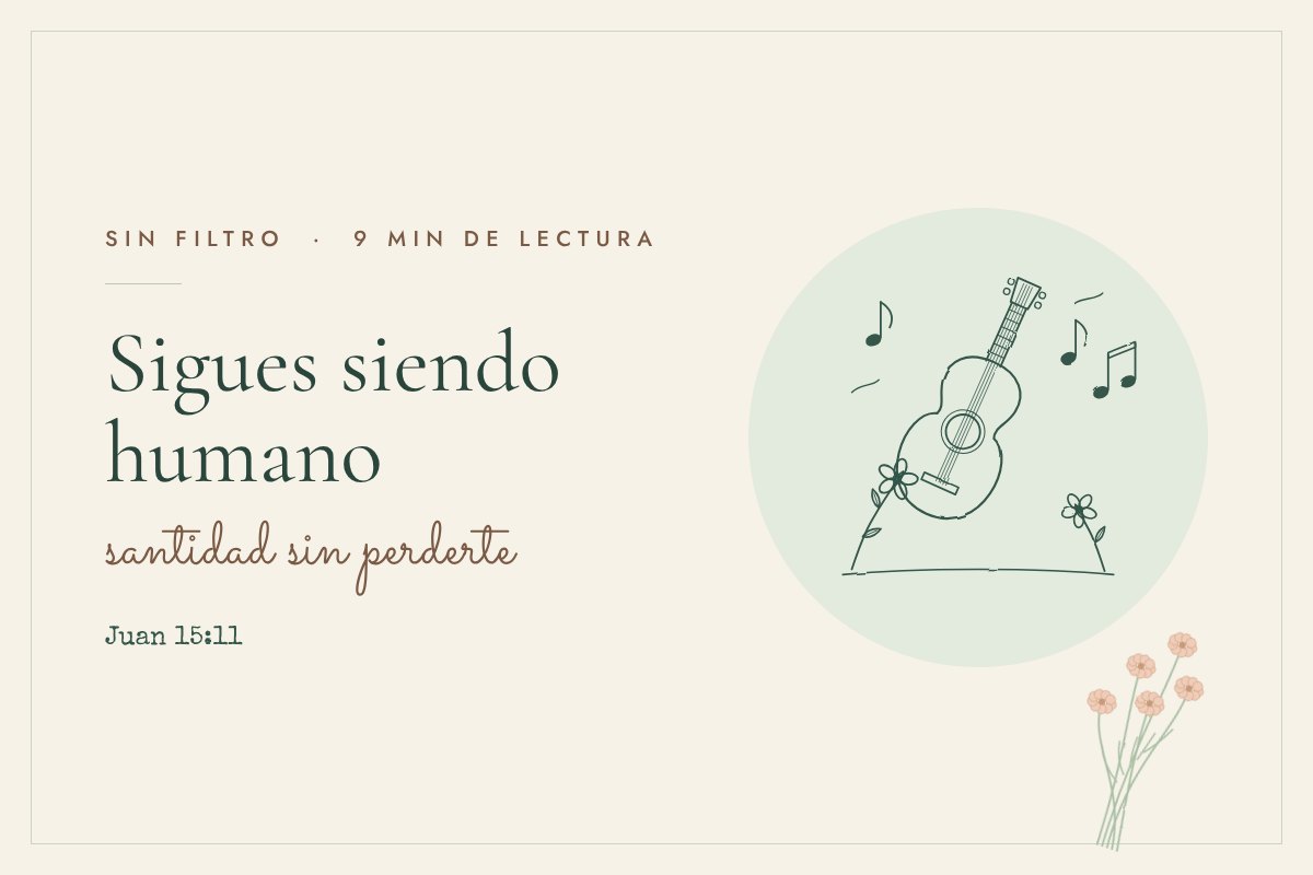 Ilustración de línea fina. Una guitarra acústica con notas musicales y flores silvestres.