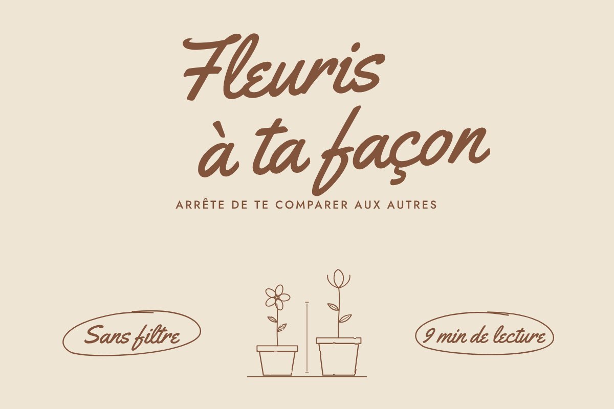 Illustration au trait fin. Deux fleurs différentes qui poussent chacune dans son propre pot.